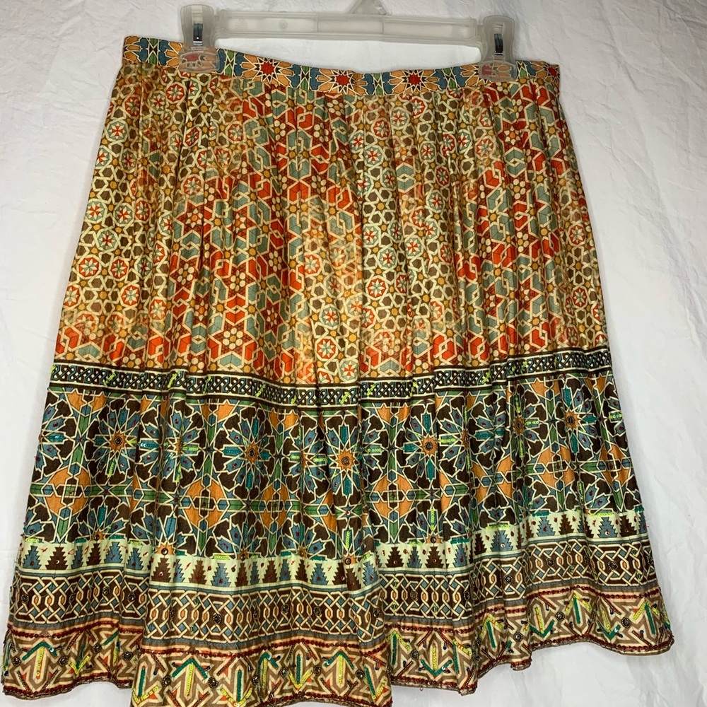 Anthropologie Tanvi Kedia pleated skirt 10 side zipper side pockets